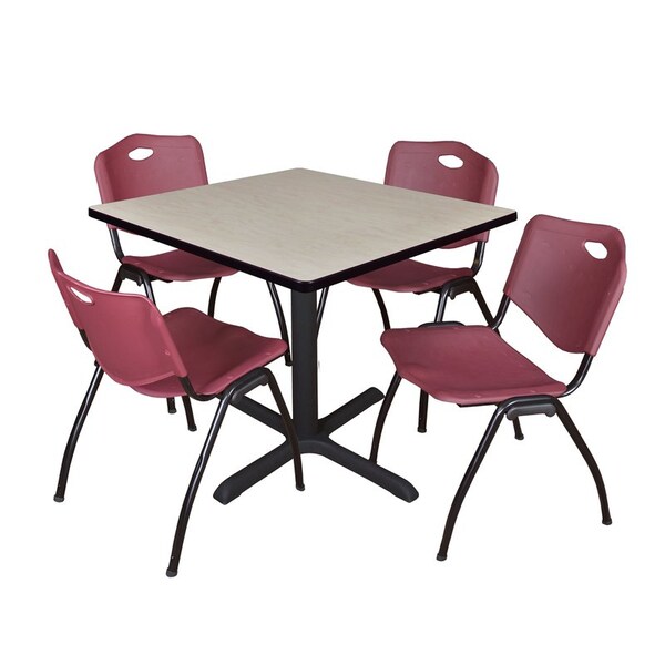 Cain Cain Square Table & Chair Set, Wood, Metal, Plastic Top, Maple TB4242PL47BY - main